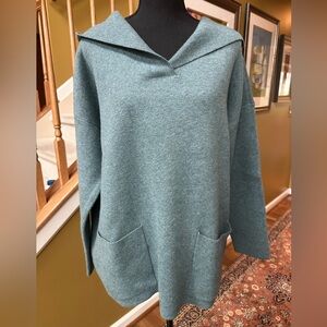 J. Jill Cotton Blend Patch Pocket Hooded Sweater (L)
